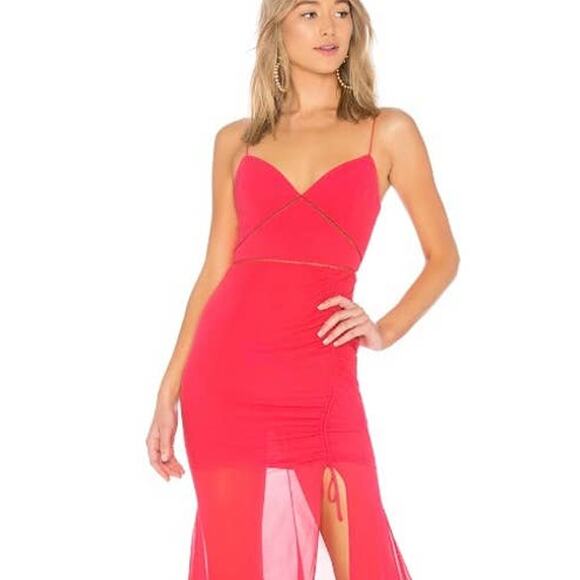 NWT Nicholas Georgette Drawstring Maxi Midi Dress in Hot Coral Size 2 Prom - Picture 11 of 16